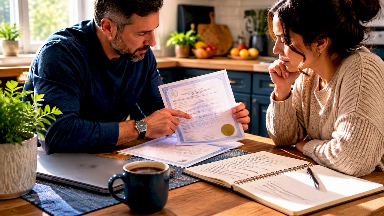 how to choose a plumbing company in arlington, va 2 hands reviewing plumbing license documents at home desk