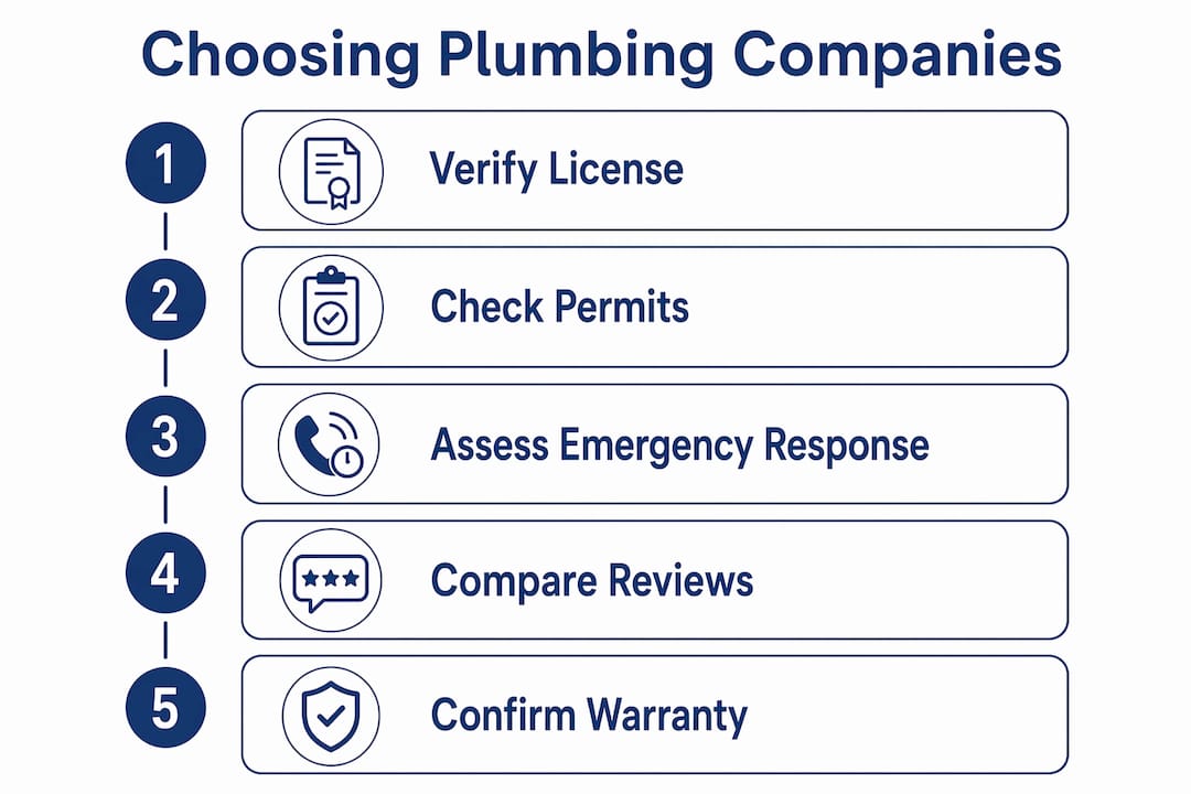 how to choose a plumbing company in arlington, va 3 infographic outlining steps to choose plumbing company