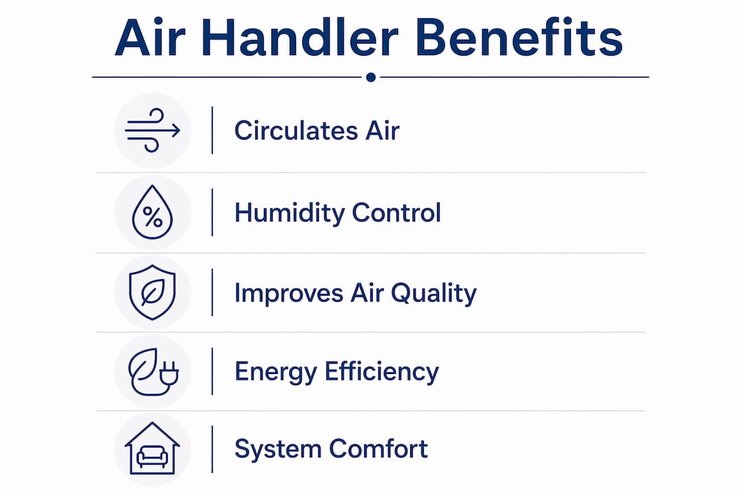 role of air handler in your hvac system explained 3 infographic showing key benefits of air handler in hvac