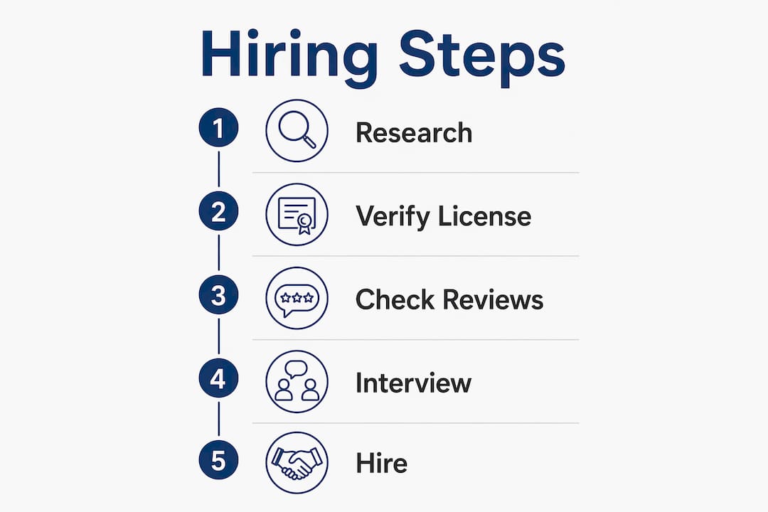 how to choose an hvac contractor in northern virginia 3 infographic outlining hvac contractor hiring steps