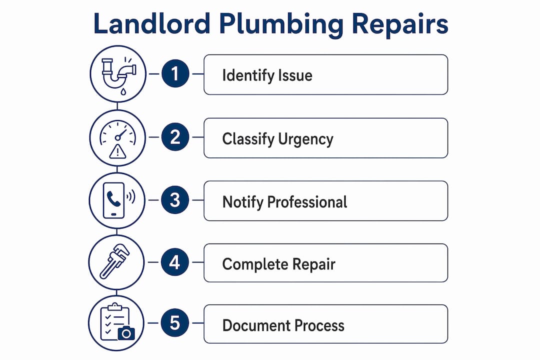 why landlords must fix plumbing issues in rentals 3 infographic illustrating landlord plumbing repair process