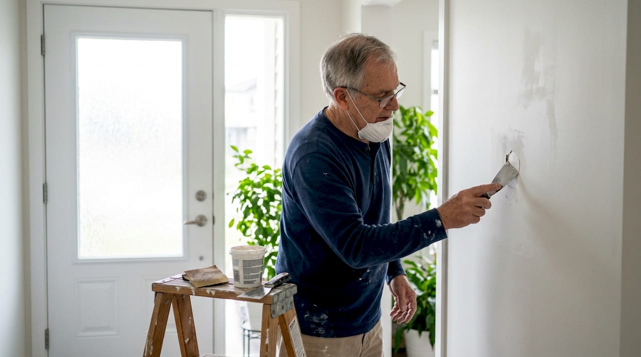 what is minor home repair defined: a homeowner's guide 2 elderly man patching wall hole