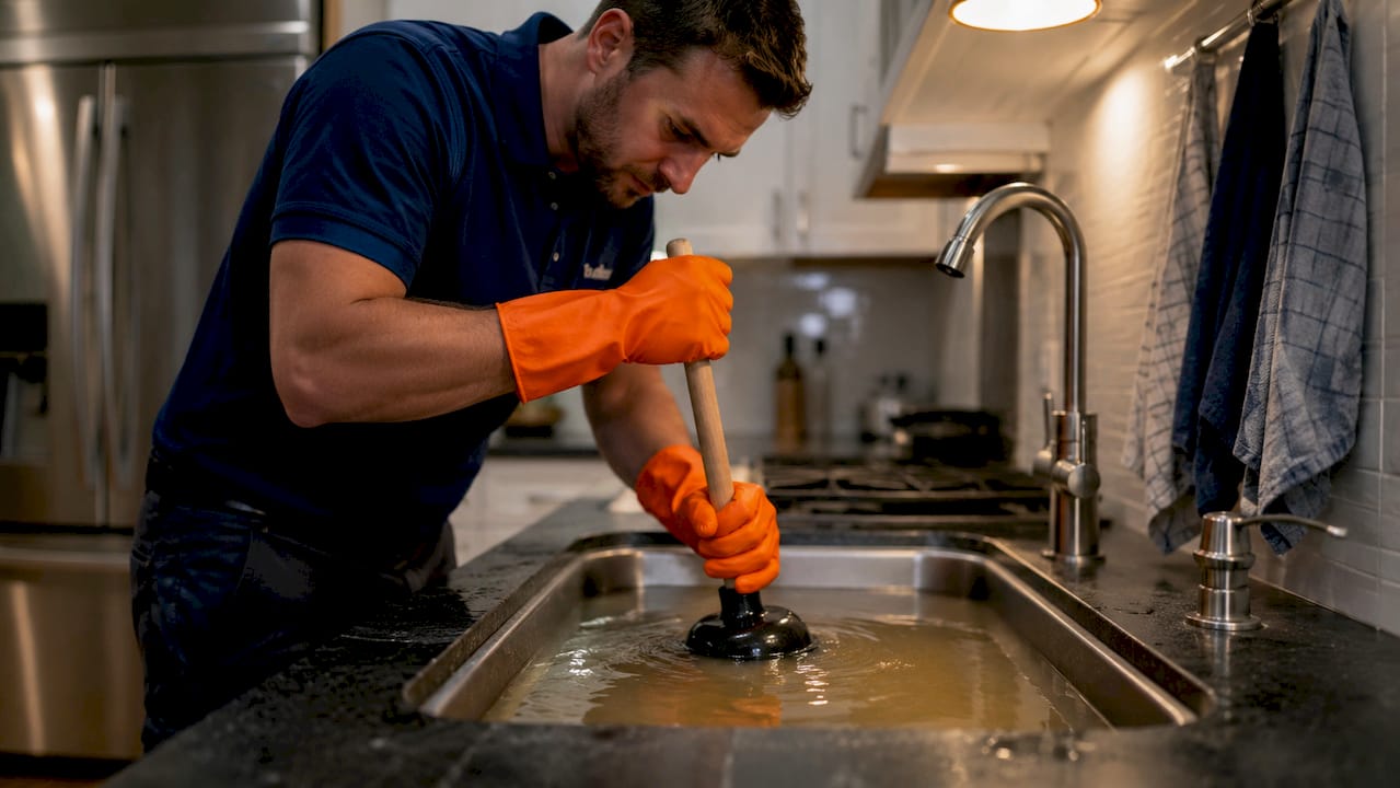 common home repairs a handyman handles: 2026 guide 2 handyman plunging clogged bathroom sink drain