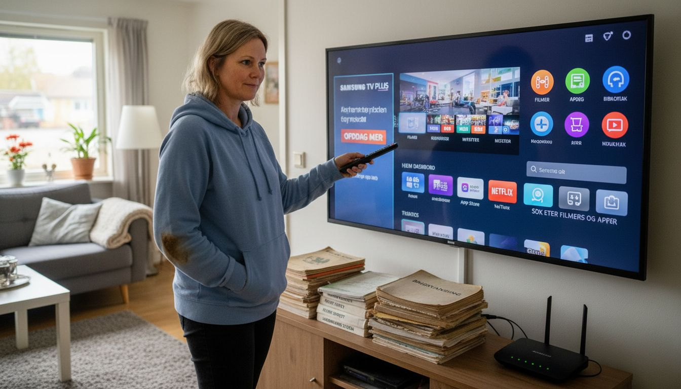 Kvinne som sammenligner brukergrensesnittet på ulike smart-TV-er