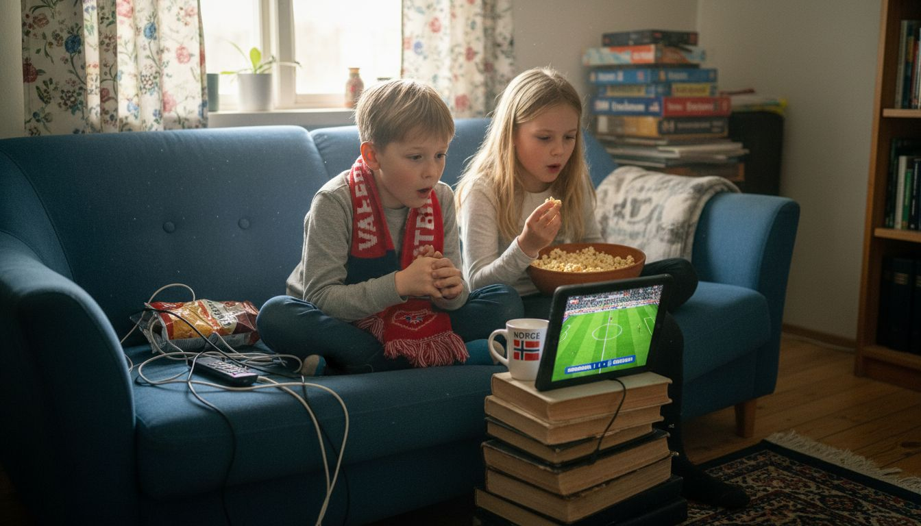 Sportsentusiaster følger kampen direkte på nettbrettet