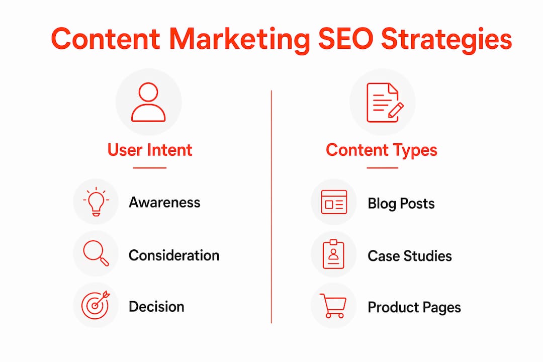 Infographic comparing SEO content marketing strategies