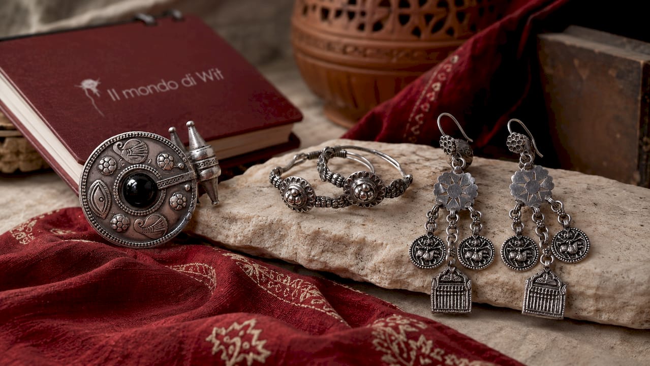 ORECCHINI tribali Gujarat Black Star -Dilatatore in argento