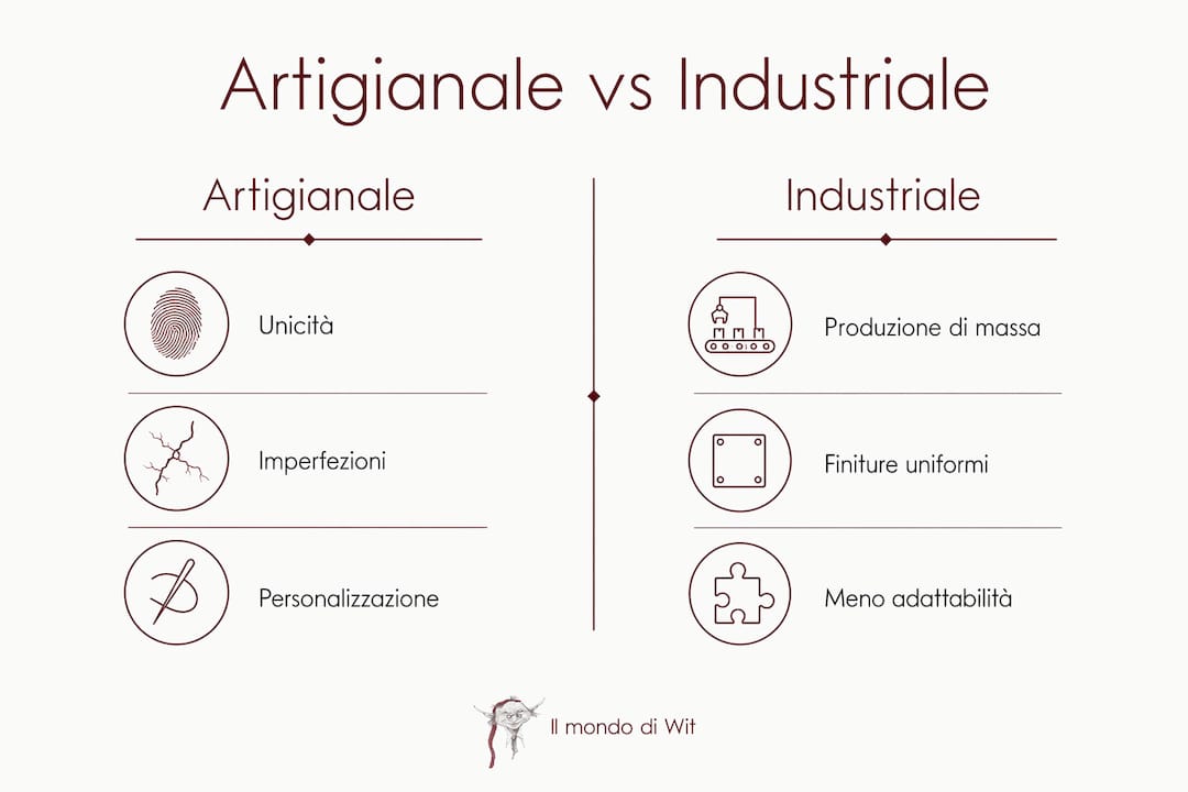 Infografica: differenze tra gioielli fatti a mano e prodotti industriali