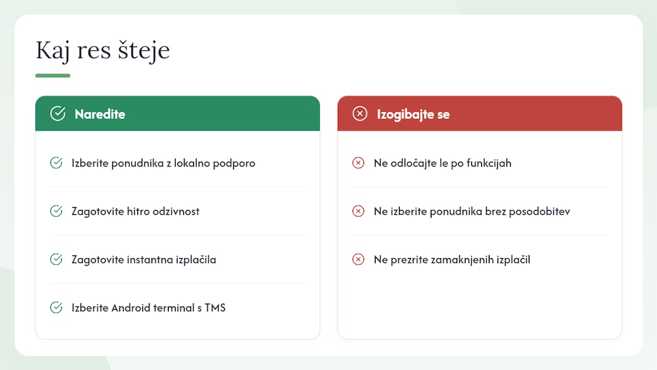 Zakaj funkcije terminala niso vse, kar šteje — overview diagram