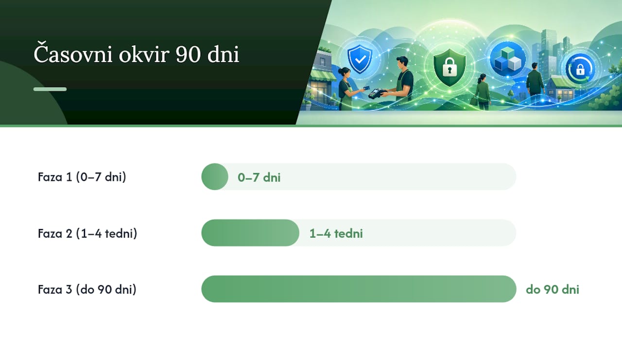 Kako v 90 dneh uvesti varnostne izboljšave — overview diagram