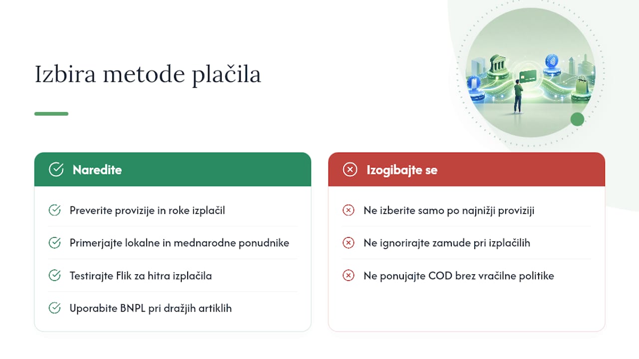 Katera metoda plačila je za vas najprimernejša — overview diagram