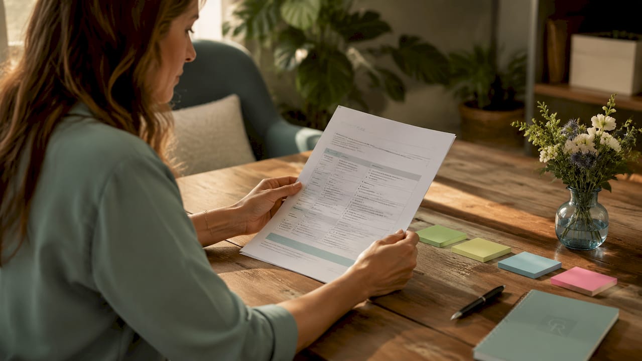 Therapist writing personalized recovery plan