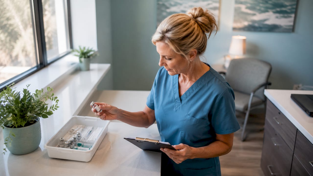 Nurse preparing medications in detox clinic