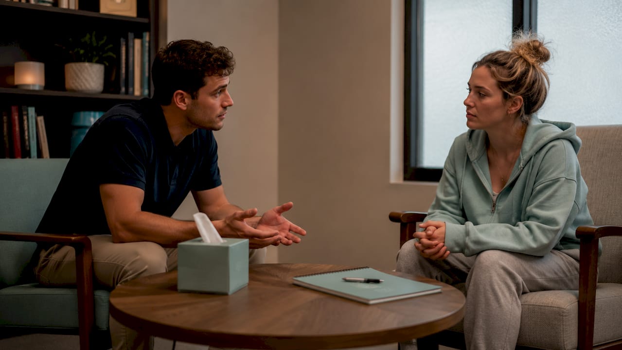 Counselor discussing treatment plans with patient