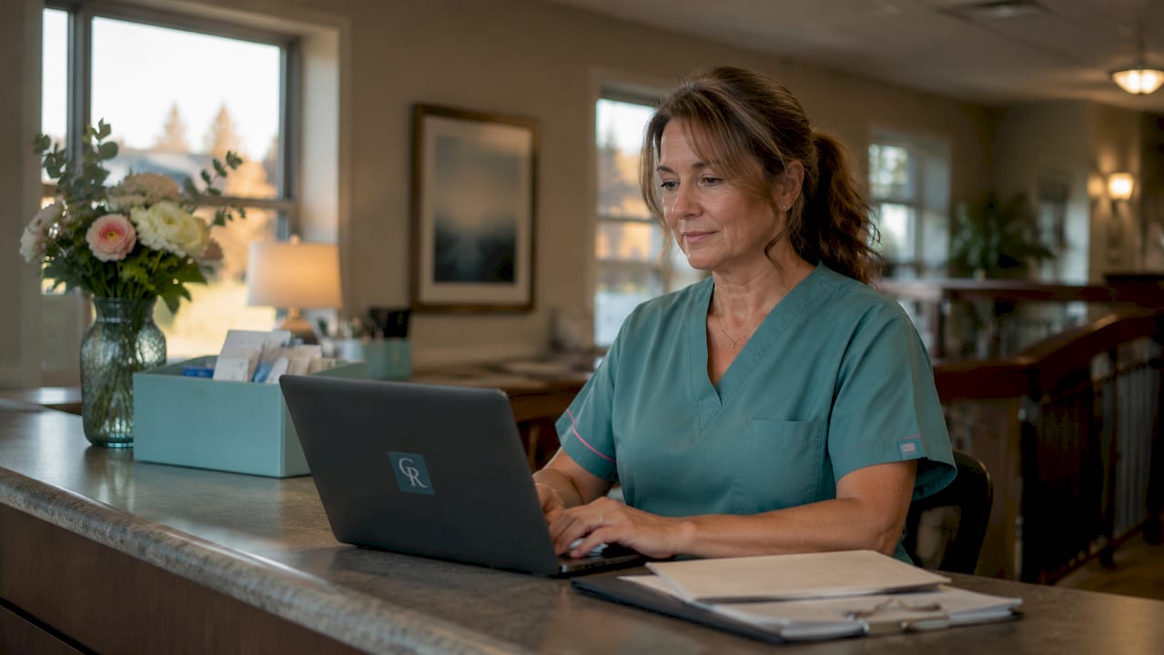Nurse documenting in residential detox center