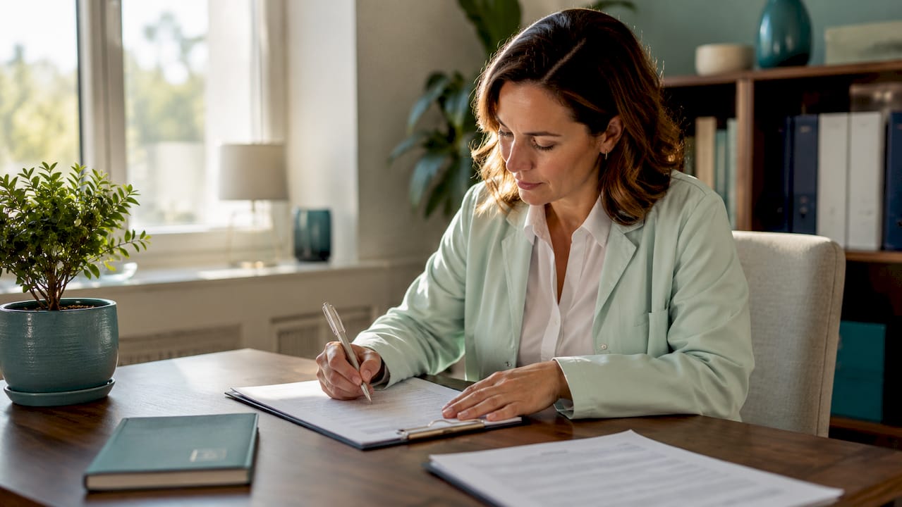 Healthcare professional reviewing detox intake forms