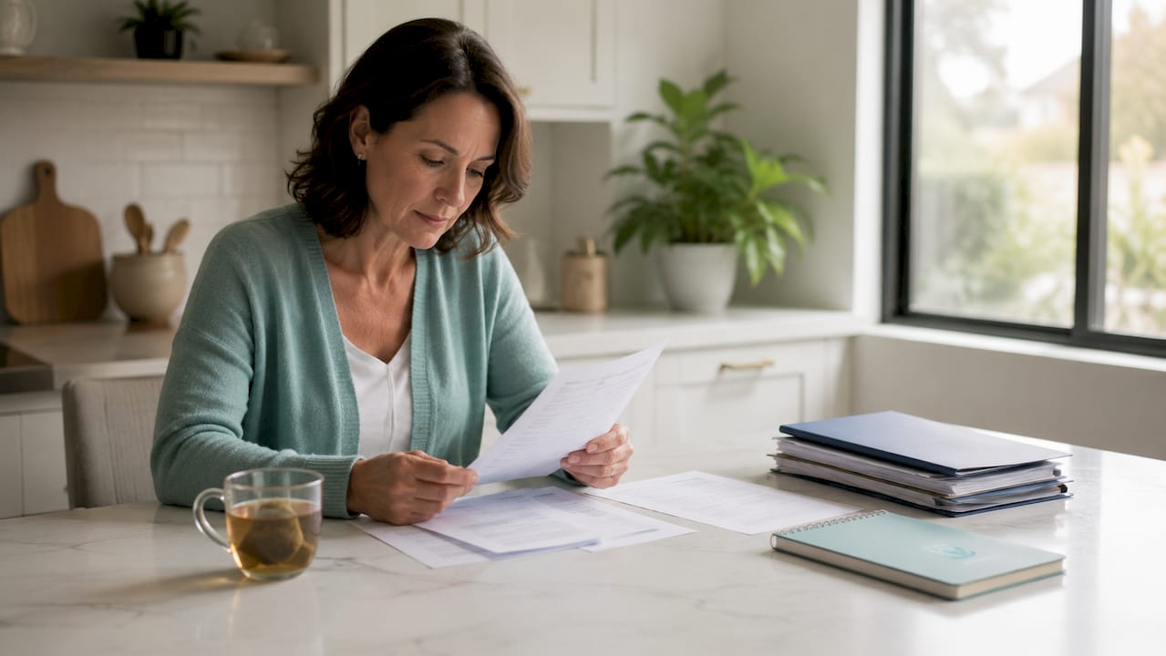 Person reviewing documents for treatment admission