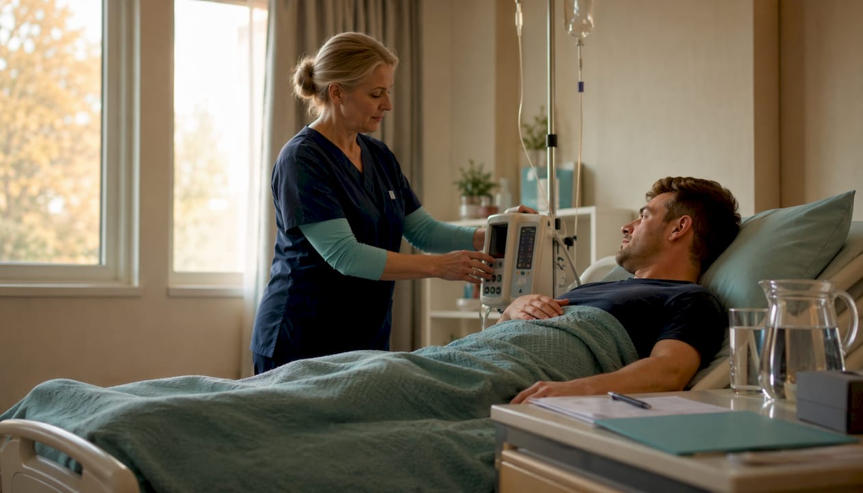 Nurse monitoring patient in detox unit