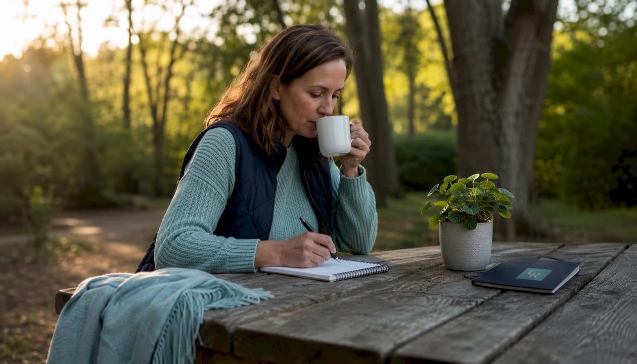 Woman writing daily recovery schedule