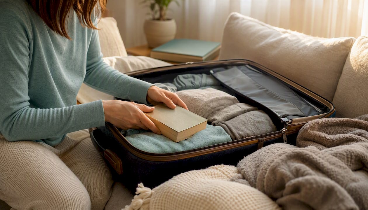 Hands packing bag preparing for treatment admission