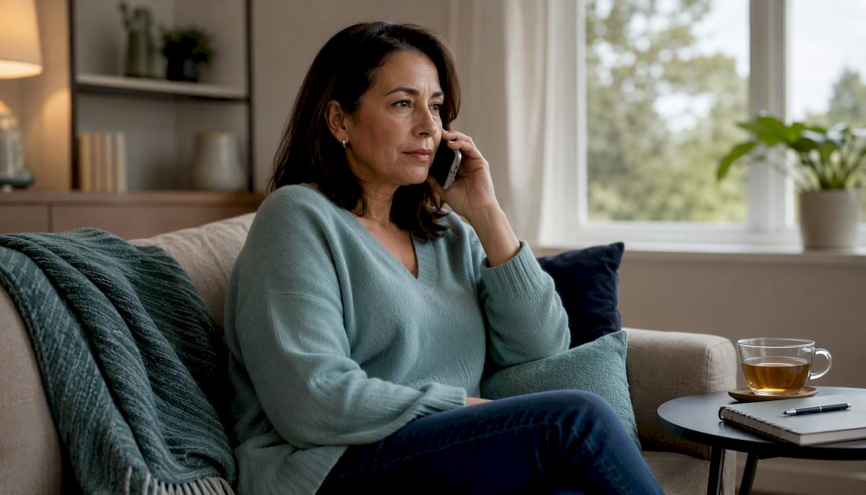 Woman confidentially calling for treatment admission