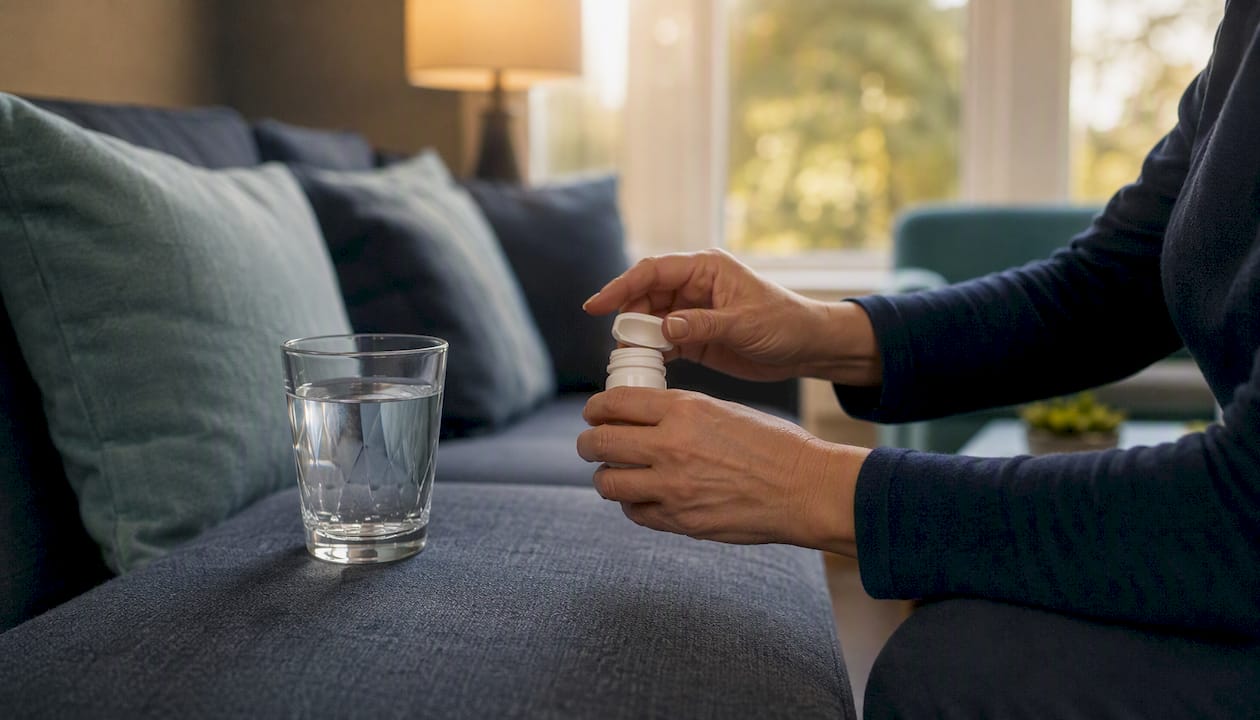 Clinician holding prescription medication bottle