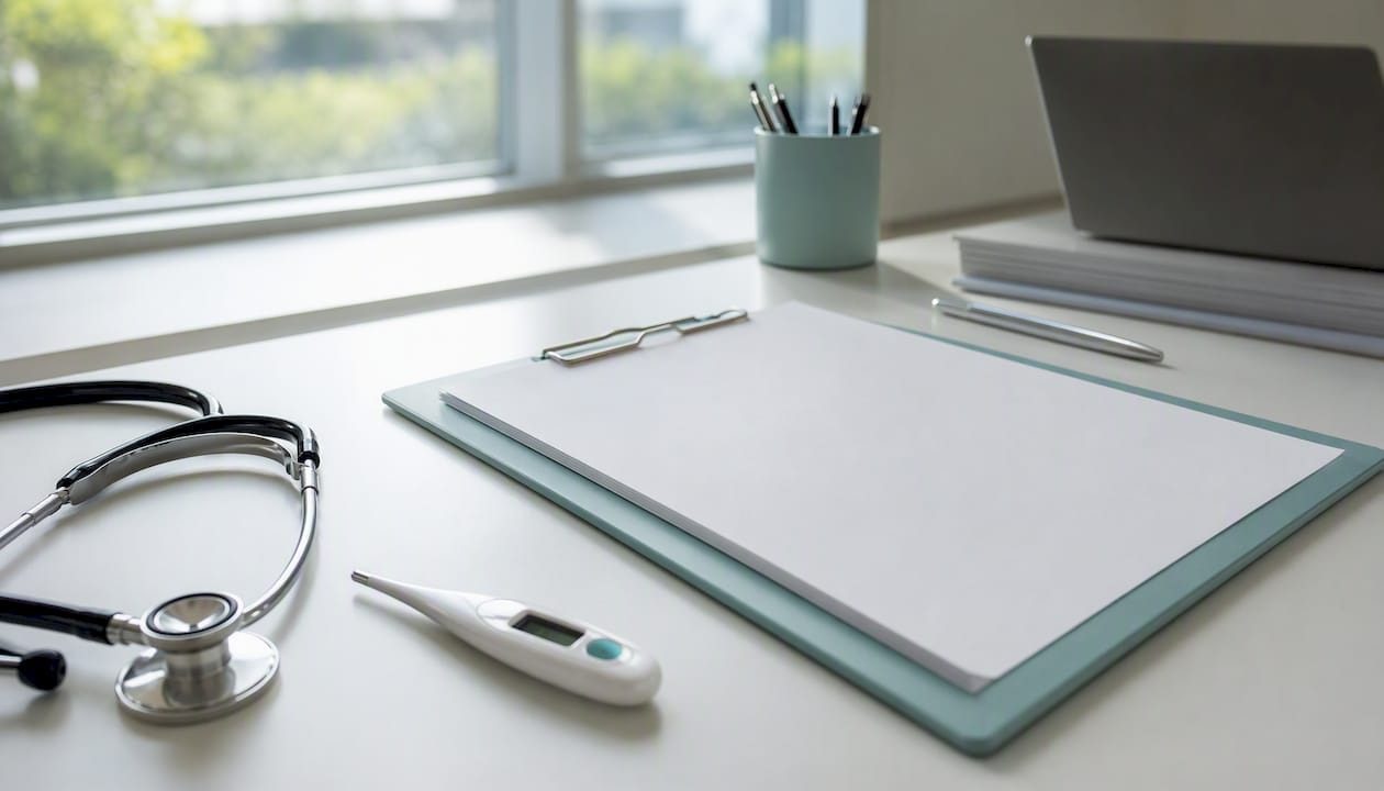 Clinical assessment tools on desk