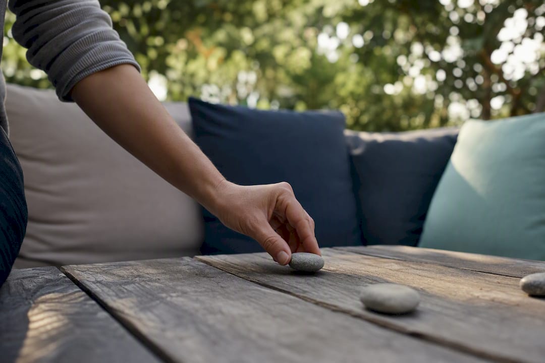 Hand placing object symbolizing boundaries