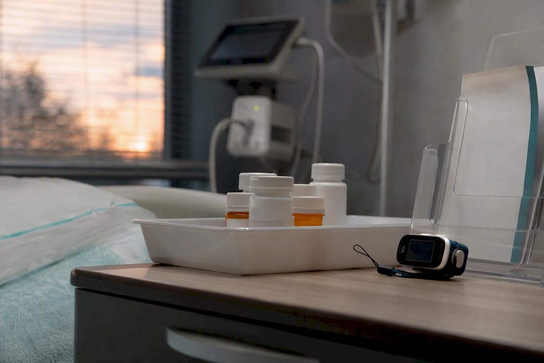 Clinical detox room with meds and monitoring tools