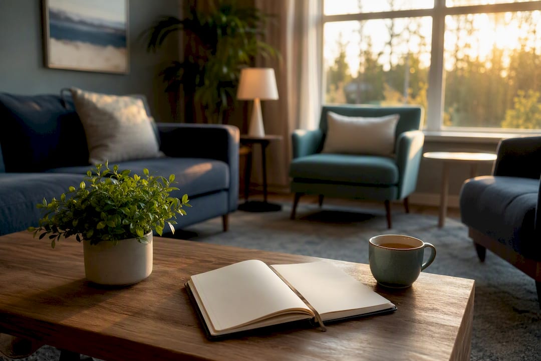 Boutique treatment facility living room interior