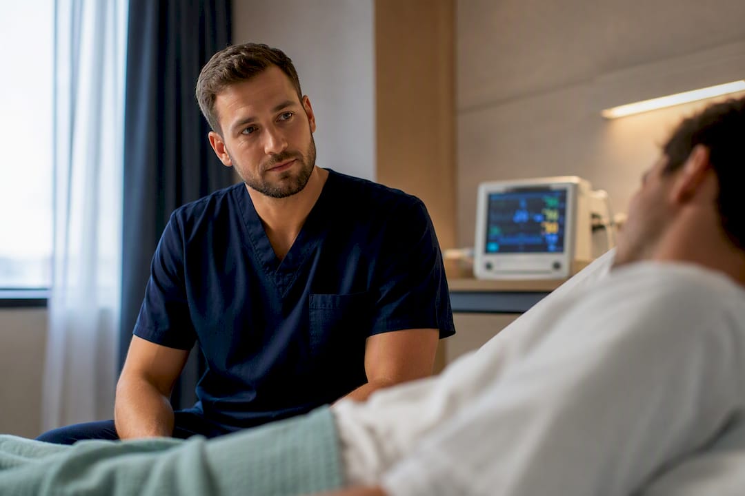 Clinician monitoring patient during detox