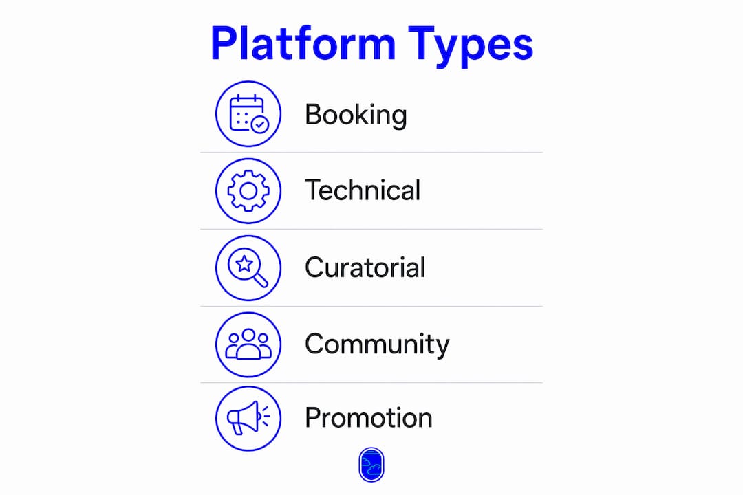 Infographic showing performance arts platform types