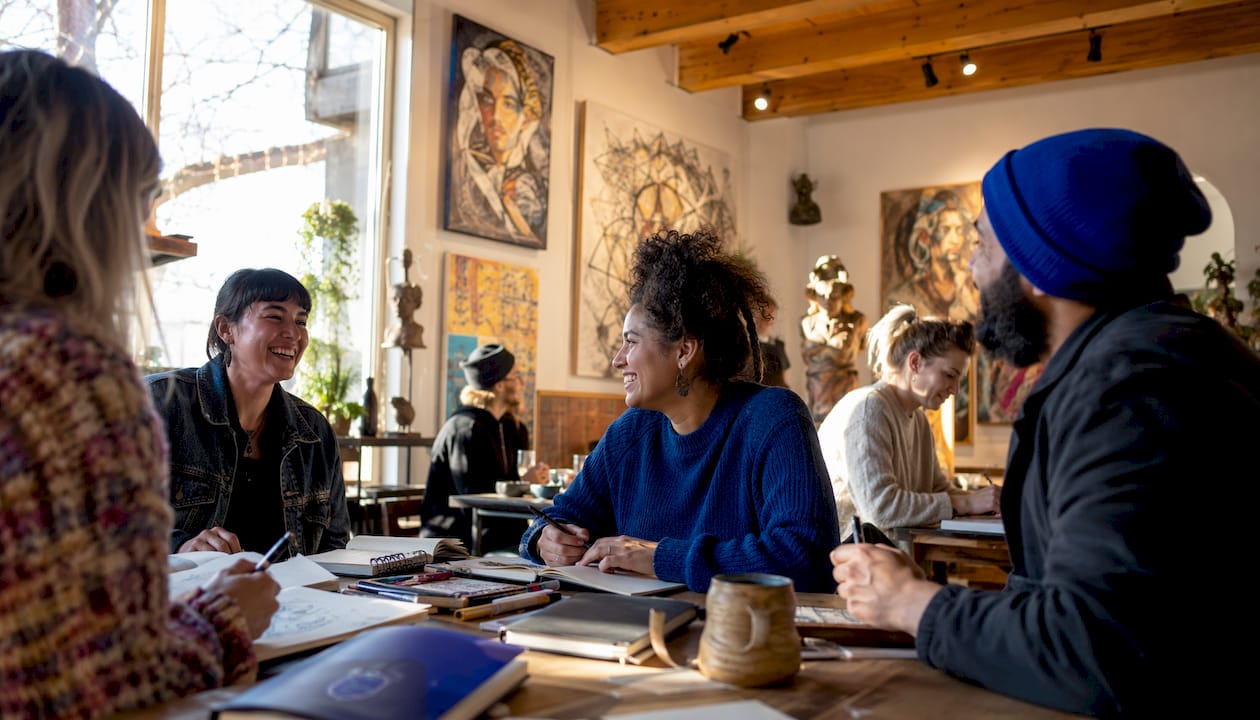 Colorado artists networking at studio event