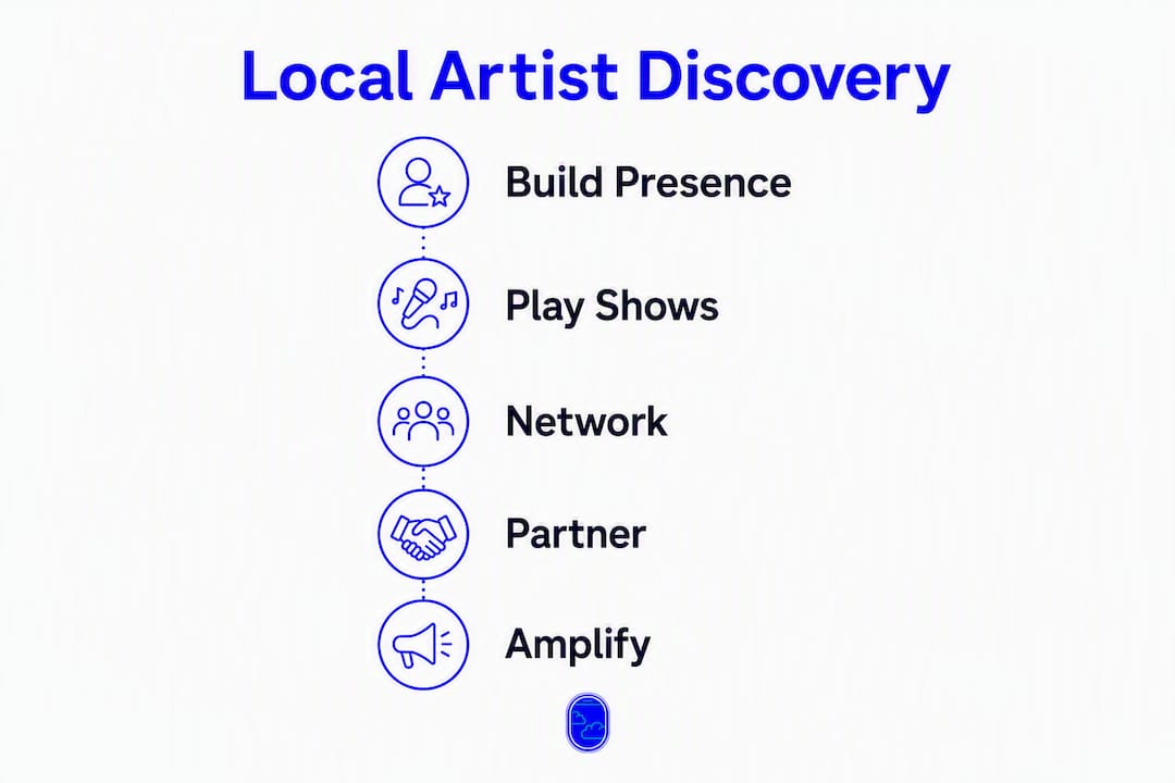 Infographic showing steps to local artist discovery