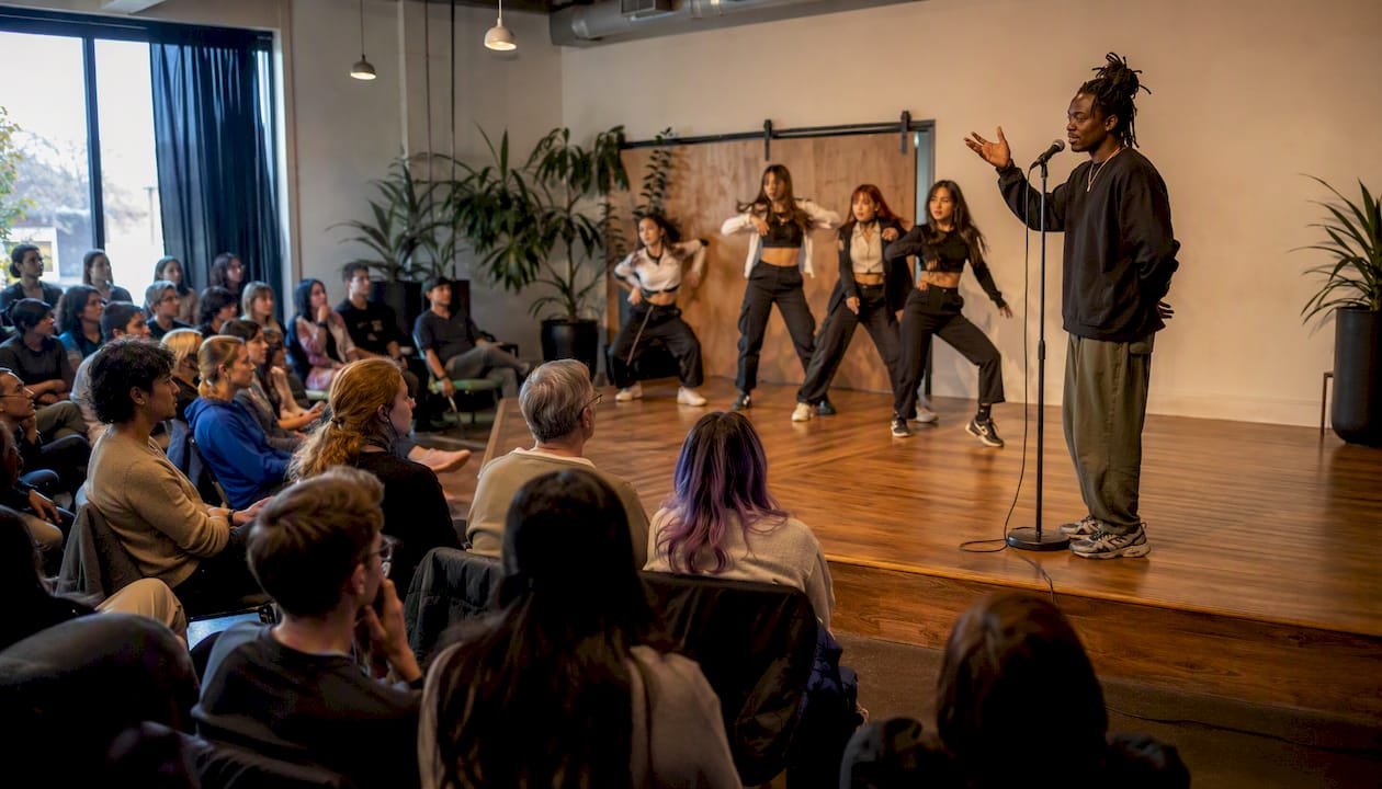 K-pop dance crew performing at community arts night