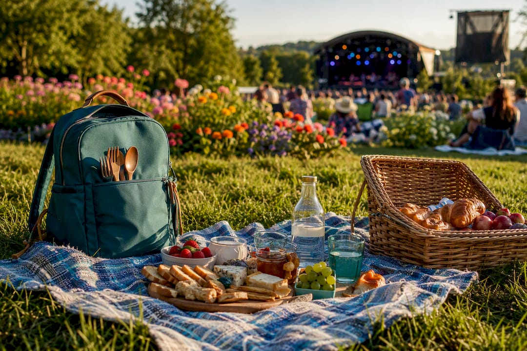 Picnic setup with low-back chair and cooler