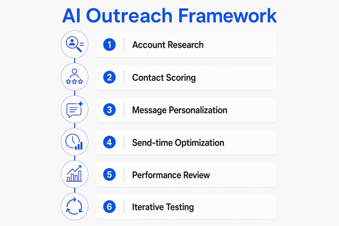Infographic outlining AI outreach step-by-step framework