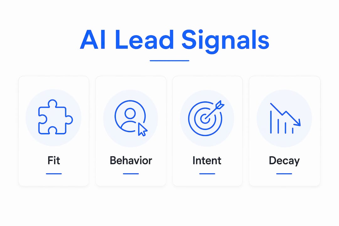 Infographic showing AI lead qualification signal categories