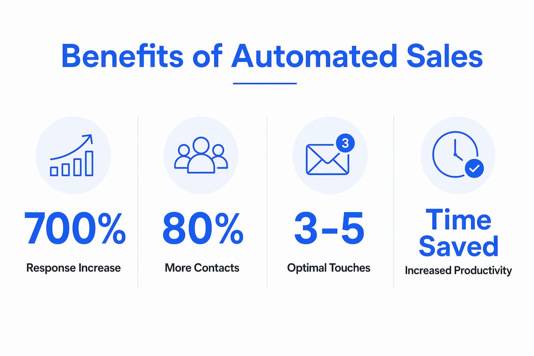 Infographic showing automated sales benefits and stats