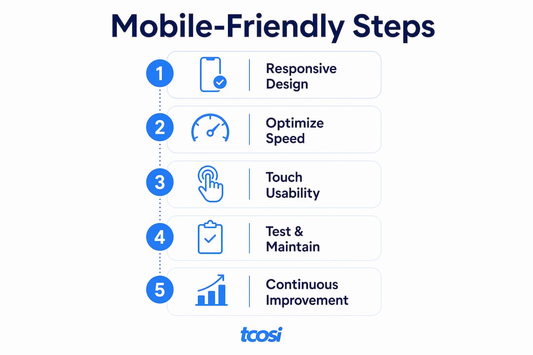 Infographic showing key steps to mobile-friendly website