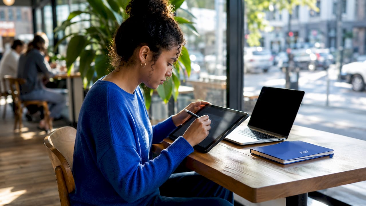 User experience designer working at home desk