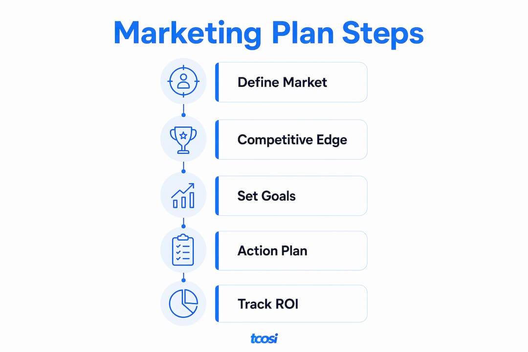 Infographic showing marketing plan steps