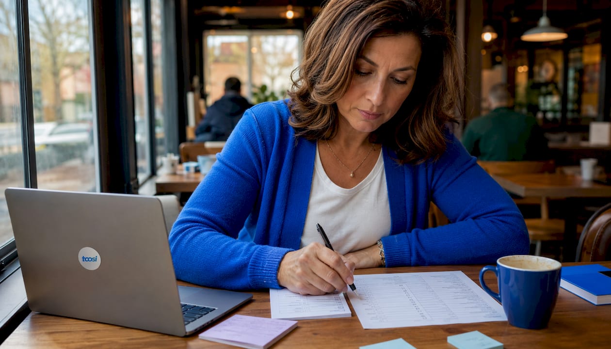 Person reviewing site content checklist in office