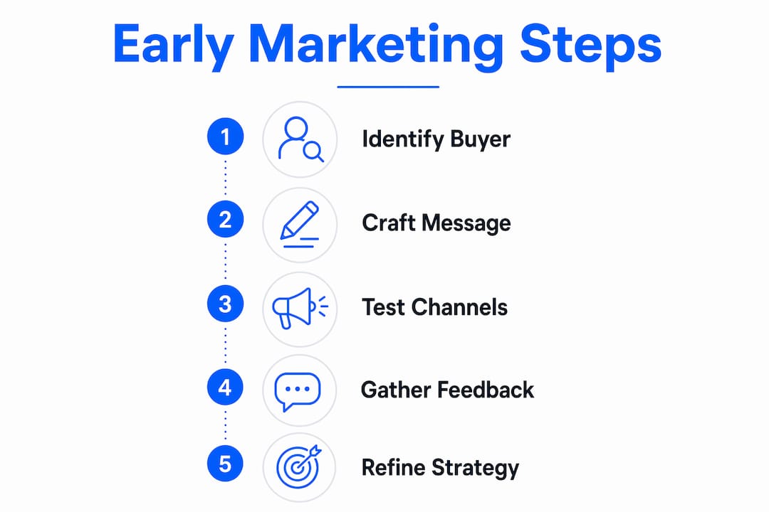 Infographic illustrating early marketing validation steps