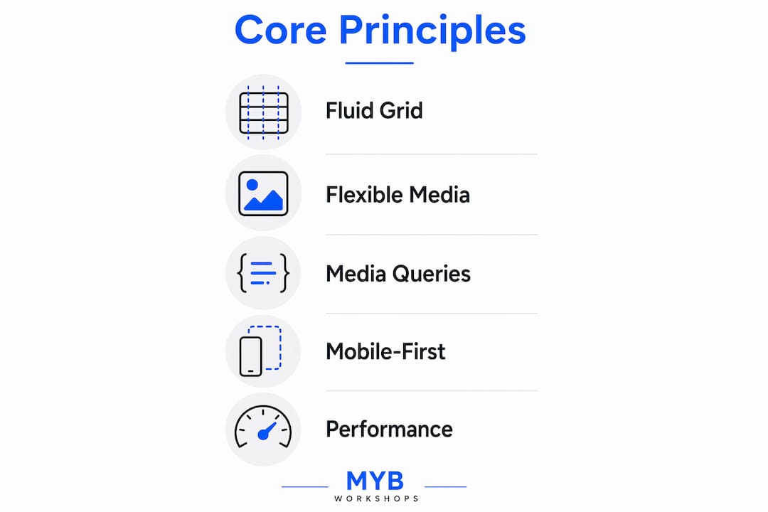 Infographic illustrating core principles of responsive web design
