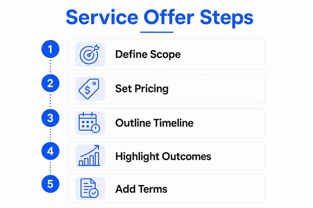 Infographic showing key steps in creating a service offer