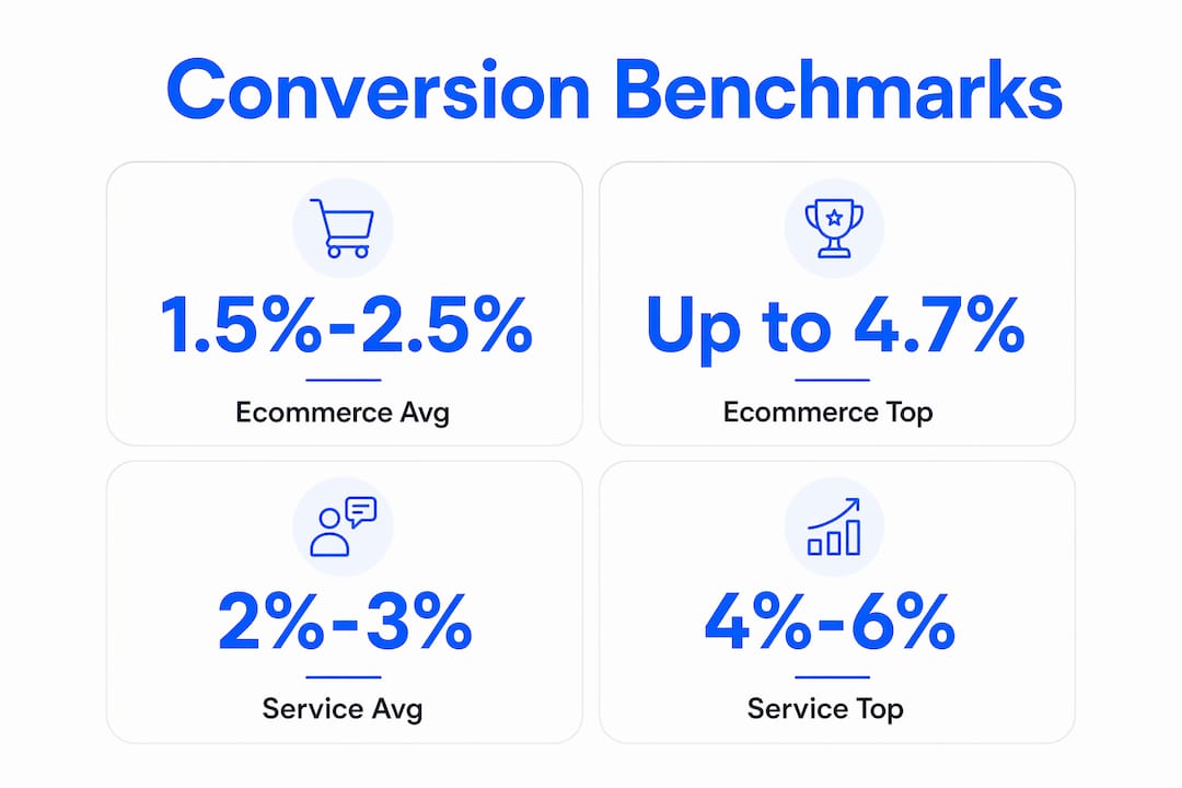 Infographic showing Australian website conversion rate benchmarks
