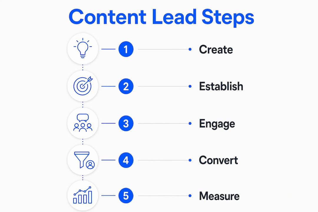 Infographic illustrating steps of content lead generation