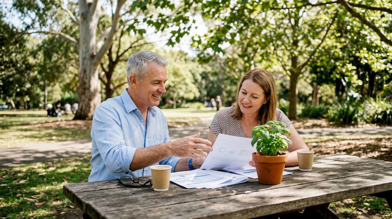 Australian man advising client about website setup