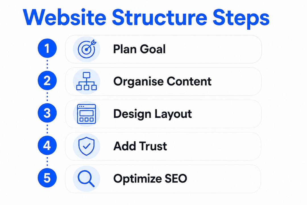 Infographic showing key website structure steps